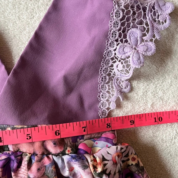 Toddler romper, rich purple and Easter bunny design. 2/3T - Picture 10 of 10